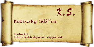 Kubiczky Sára névjegykártya